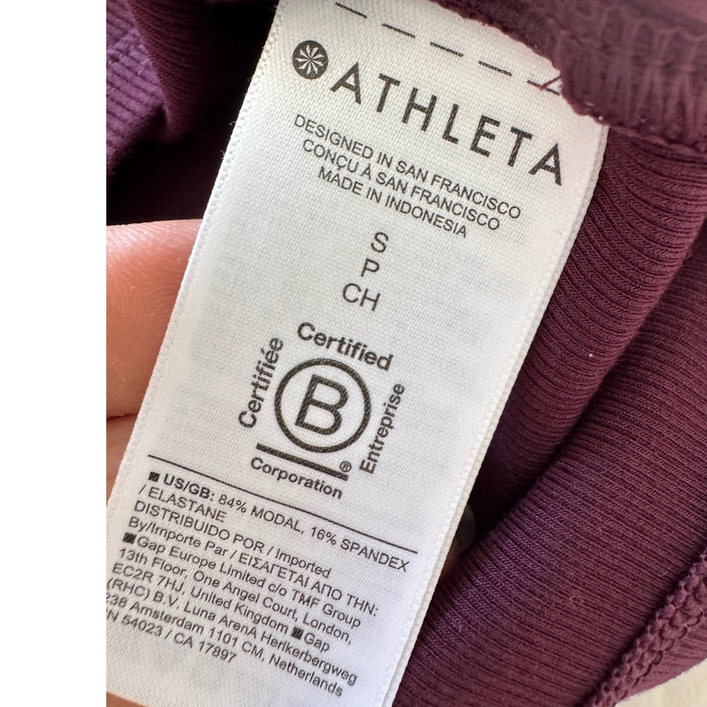 Athleta Signature Ribbed Crew Neck Tee Lot of 2 Pink Plum Stretch Tops Size S - Picture 7 of 8
